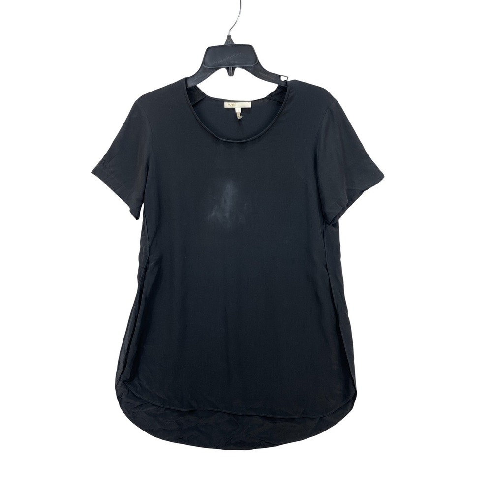 Maje Paris Black Silk Short Sleeve‎ Top Women's Size 1 Small Elegant Blouse